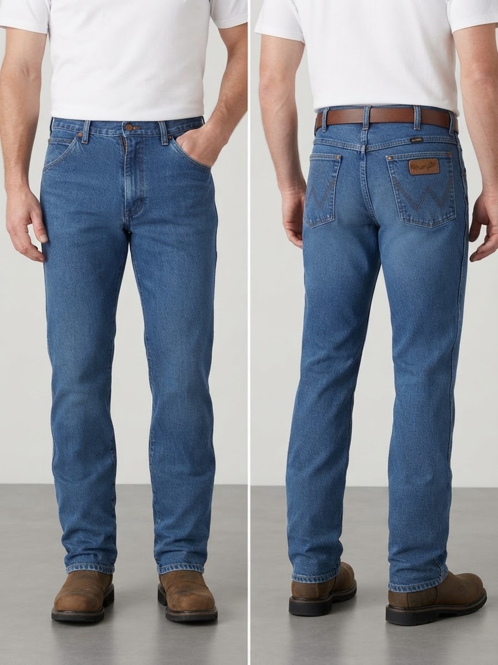 Wrangler Men’s Straight Jeans in Medium Blue